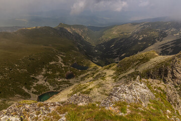 Aerial view of Malyovishki Lakes in Rila mountains, Bulgaria