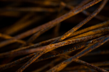 armature rusty rods for building a house in a house under construction