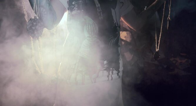 the sorceress stands in the smoke. voodoo rite