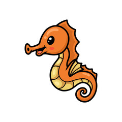 Cute yellow seahorse cartoon design © frescostudio