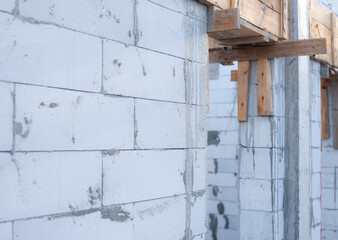 aerated blocks in a house under construction white large with cement with sky concrete floor