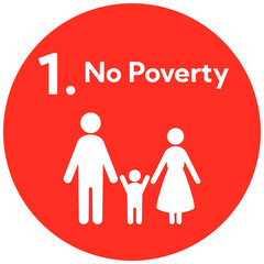 SDGs 1.貧困をなくそう丸型アイコン（英語表記）　SDGs 1.No Poverty round icon