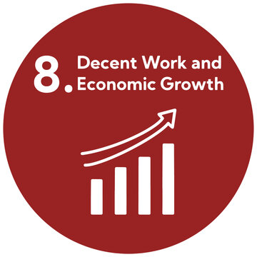 SDGs 8.働きがいも経済成長も丸型アイコン（英語表記）　SDGs 8.Decent Work and Economic Growth round icon	