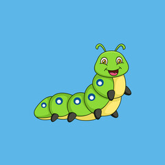 Cute caterpillar cartoon. Vector illustration
