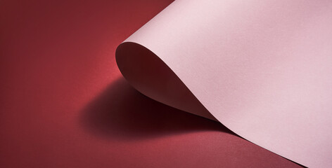 Abstract geometric paper shape pastel pink and red color paper background
