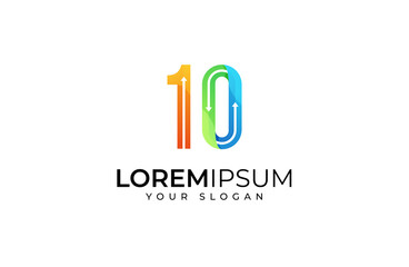 colorful number ten logo design