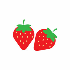 Strawberry funny and cute logo vector icon background template illustration