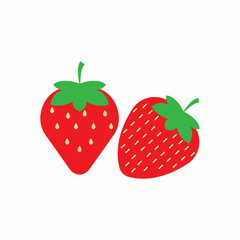 Strawberry funny and cute logo vector icon background template illustration