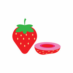Strawberry funny and cute logo vector icon background template illustration