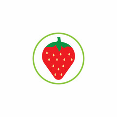 Strawberry funny and cute logo vector icon background template illustration