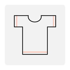 Line art flat t shirt icon for web design. Vector illustration. stock image.