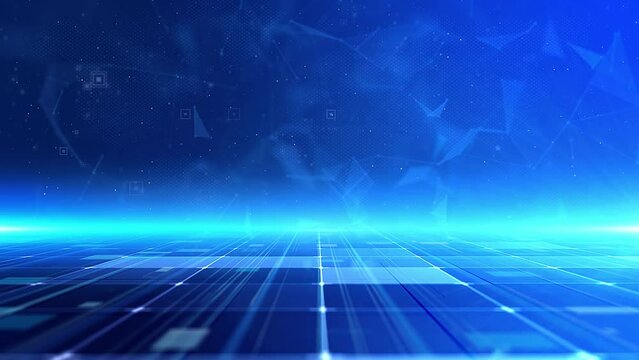 Blue tech plexue line background is a spectacular motion graphics background. Blue hi-tech video, news column packaging background. Tech line particle ground video, digital technology product show.