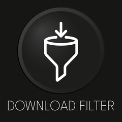 Download filter minimal vector line icon on 3D button isolated on black background. Premium Vector.