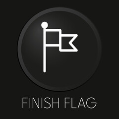 Finish flag minimal vector line icon on 3D button isolated on black background. Premium Vector.