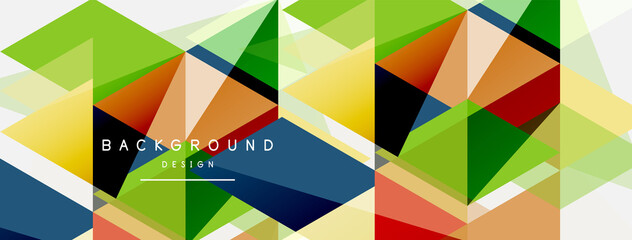 Color triangles composition, geometric abstract background. Techno or business concept, pattern for wallpaper, banner, background, landing page