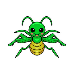 Cute little mantis cartoon posing