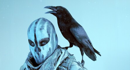 fighter with a crossbow and a raven