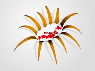 日本に入っていく立体的な矢印のインフォグラフィック