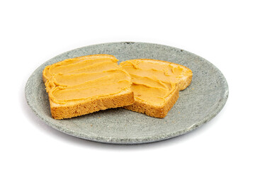 Peanut butter sandwich isolated on a white background