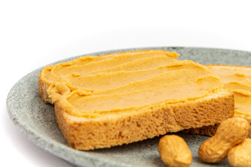 Fototapeta na wymiar Peanut butter sandwich isolated on a white background