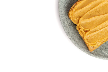 Peanut butter sandwich isolated on a white background