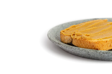 Peanut butter sandwich isolated on a white background