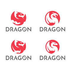 Dragon set logo in minimalist style