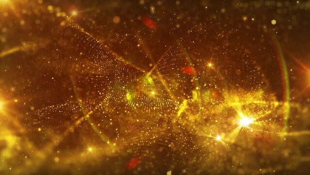 Elegant glitter golden particles is a spectacular motion graphics background. It features golden particles in motion, use this for awards, evenings and shows, metaphysical scenes for TV and movies.