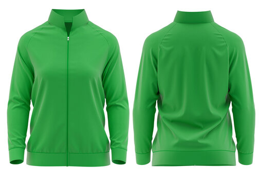 Women’s tracksuit jacket mockup, 3d rendering [ Green ] 