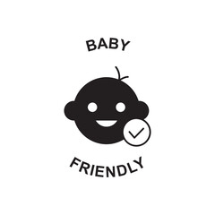 Baby friendly suitable icon in black flat glyph, filled style isolated on white background