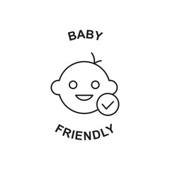 Baby friendly suitable icon in black line style icon, style isolated on white background