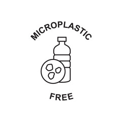Microplastics free label rounded icon in black line style icon, style isolated on white background