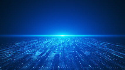 Blue technology background, network data traversal, Internet digital security concept