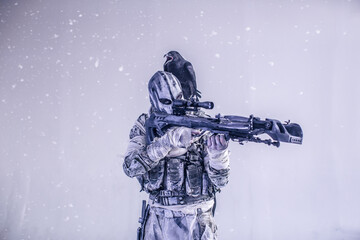 fighter with a crossbow and a raven