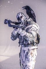 fighter with a crossbow and a raven