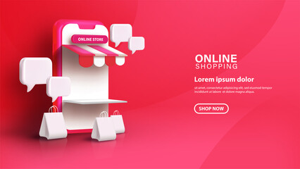 Colorful online shopping with smartphone illustration
