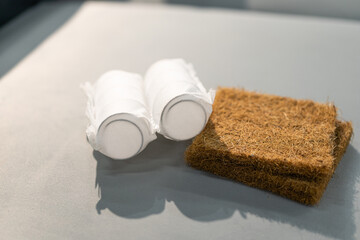 Mattress filler. Coconut coir and independent spring. The concept of filling a mattress. Technology Concept