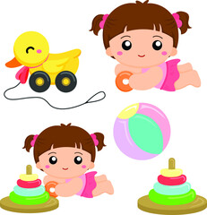 Baby Toys Clipart colorful Vector