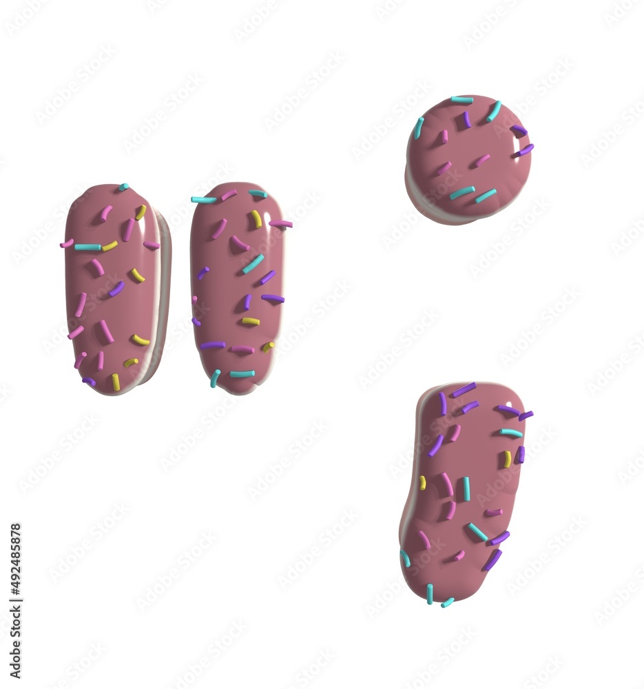 Poster strawberry doughnut themed font quotation mark and comma and period