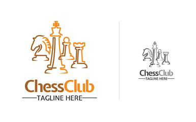 Chess figure icon as a logo idea concept with line style, suitable for club chess, company identity, championship events, etc.