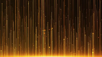 Gold particles light rising is a spectacular motion graphics background. Golden particle light rising, golden luxury particle stripe background. Oscar awards gala show background video.