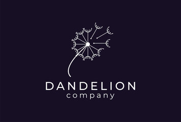 Dandelion Logo, simple and modern style dandelion logo, usable for brand and company logos, vector illustration