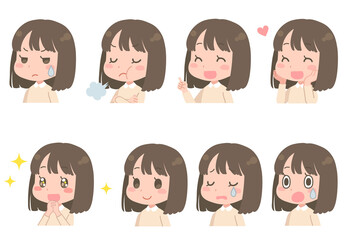 女の子の表情セット