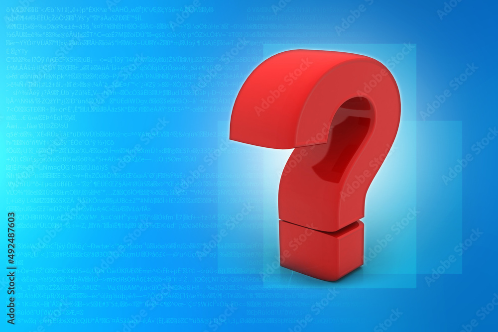 Poster 3d rendering question mark concept