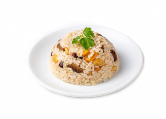 Traditional Turkish food; Almond Stuffed Pilaf (Turkish name; İc pilavi)