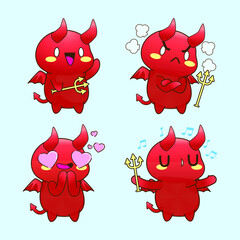 cute little devil drawing cartoon, devil and demon sticker