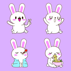cute little bunny drawing cartoon, rabbit sticker