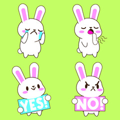 cute little bunny drawing cartoon, rabbit sticker