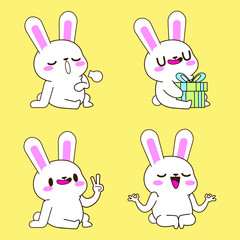 cute little bunny drawing cartoon, rabbit sticker