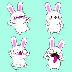 Obraz premium cute little bunny drawing cartoon, rabbit sticker
